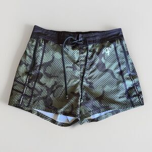 Tucann Men's Striped Green Camo 5" Drawstring Swim Shorts Size Med Board Shorts